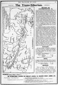 Kort over den transsibiriske jernbane, produceret af J. Bartholomew und Co., ca. 1920